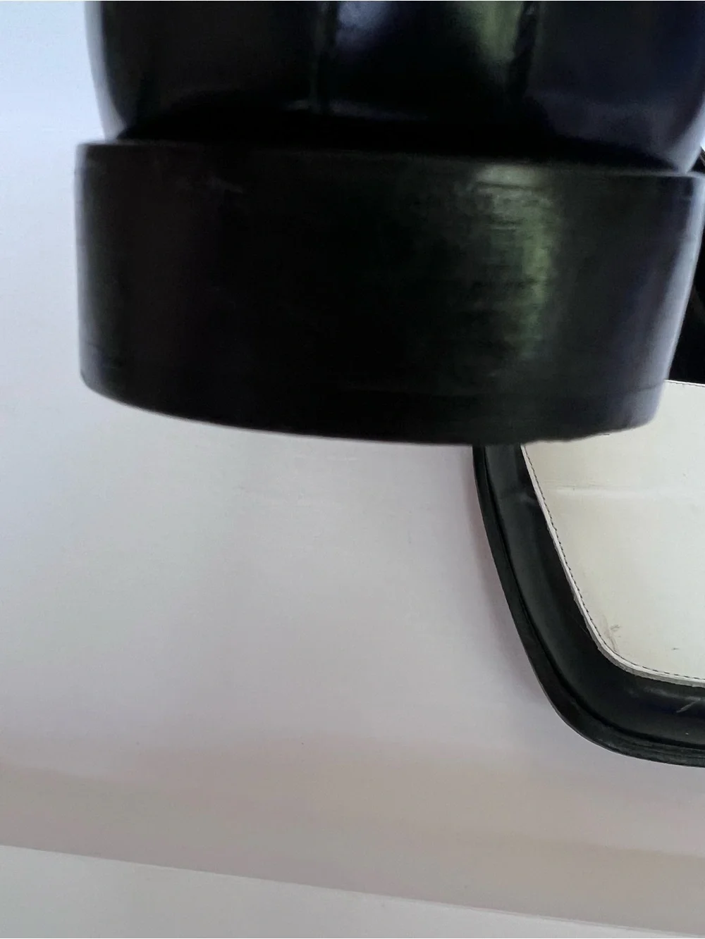 Calvin Klein Collection Black and White Square-Toe Slip-On Loafers